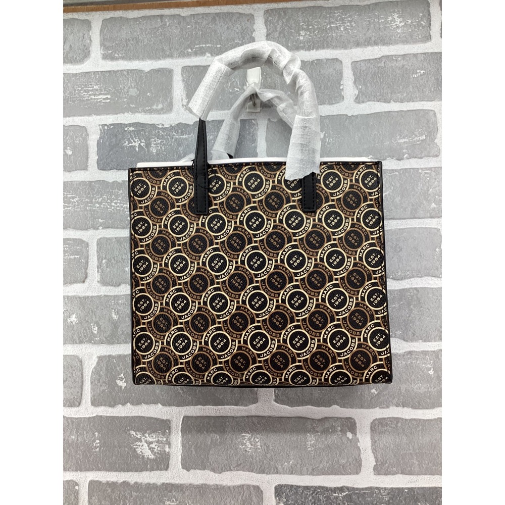 Marc Jacobs Monogram Mini Tote Bag Black Multi H003M12FA22-002 with Card Case